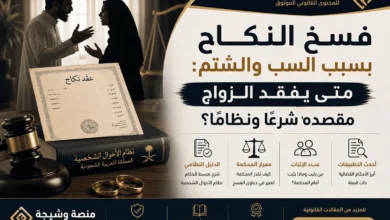فسخ النكاح بسبب السب والشتم في النظام السعودي - تصميم توضيحي من منصة وشيجة