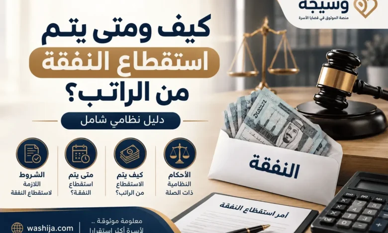 كيف ومتى يتم استقطاع النفقة من الراتب في السعودية وفق نظام التنفيذ – دليل نظامي من منصة وشيجة