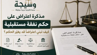 مذكرة اعتراض على حكم نفقة مستقبلية في السعودية توضح كيفية إعداد اعتراض قانوني مدعوم بالأسباب النظامية أمام محكمة الاستئناف