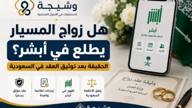 هل زواج المسيار يطلع في أبشر؟ تصميم يوضح العلاقة بين توثيق عقد زواج المسيار في السعودية وظهور بيانات الزواج في الخدمات الحكومية